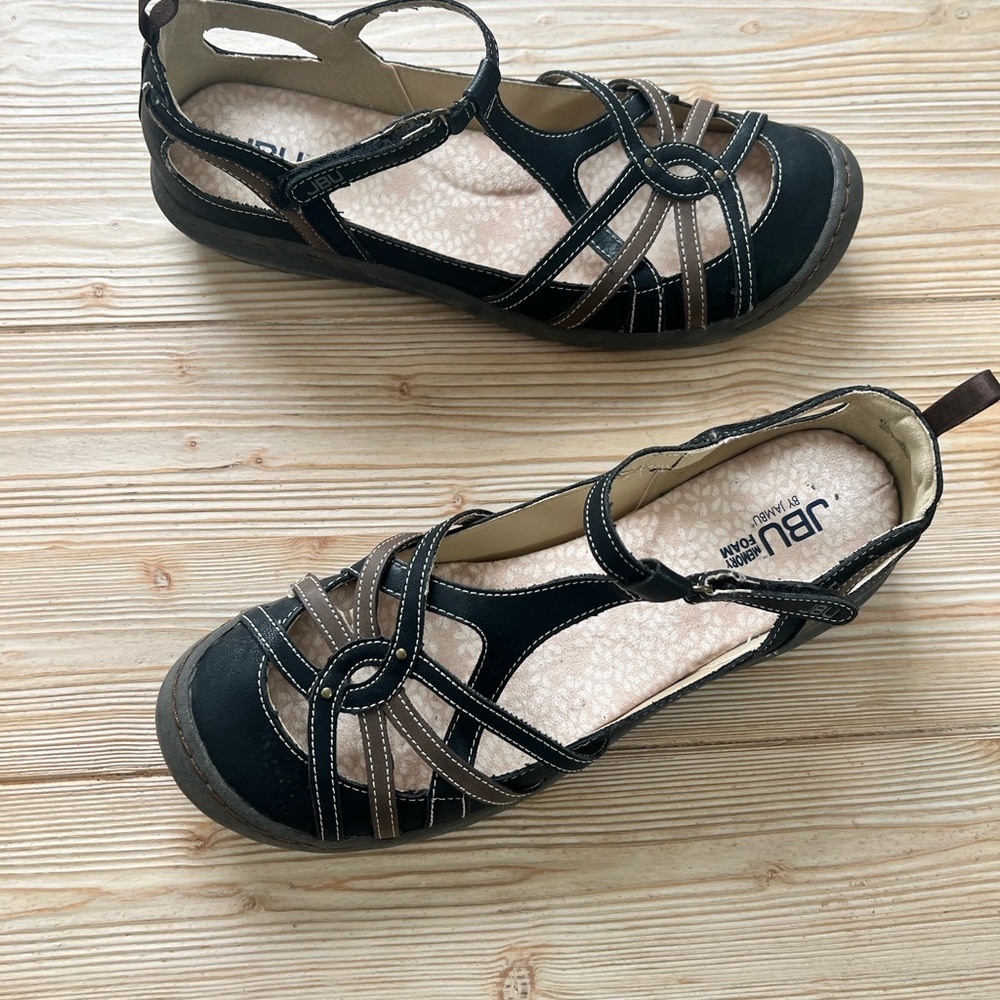 JBU by Jambu Dove Mary Jane Sport Flats Black Taupe Memory Foam Size 11